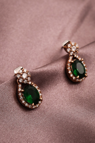 Zircontaşlı Küçük Boy Rose Abiye Küpe