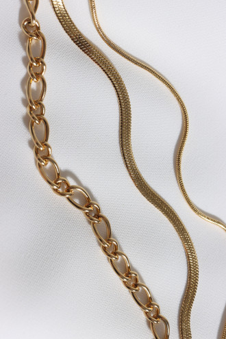 3'Lü Gold Renk Zincir 316L Çelik Bileklik 3'Lü Gold Renk Zincir 316L Çelik Bileklik