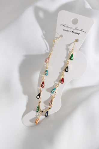 Damla Nazar Boncuklu Gold Renk Halhal