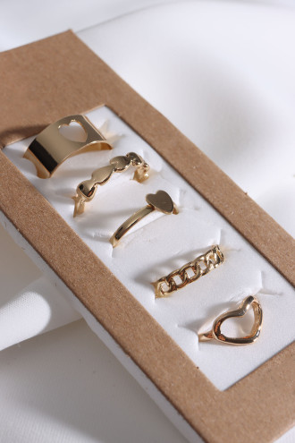 5 Adet Gold Renk Çoklu Yüzük Seti 5 Adet Gold Renk Çoklu Yüzük Seti