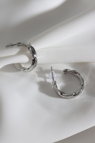 Vintage Gümüş Renk Halka Küpe