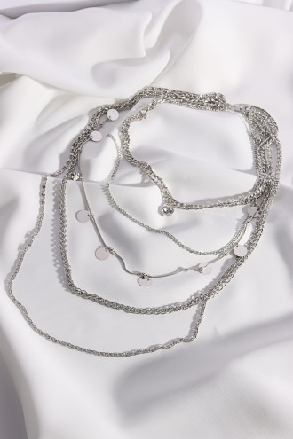 Pullu 5'Li Uzun Zincir Kolye