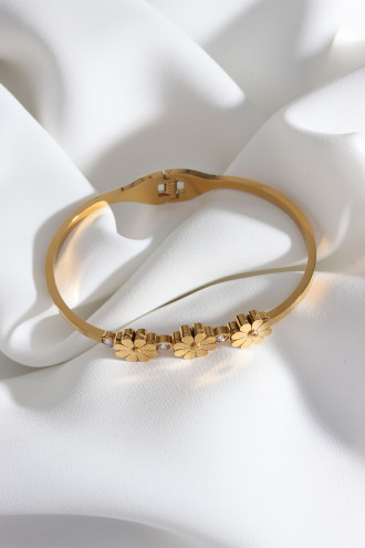 Gold Renk Papatya Çelik Kelepçe Bileklik