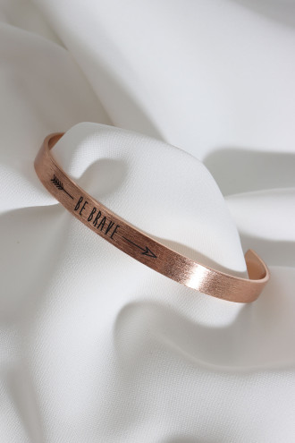 Be Brave Yazılı Rose Renk Kararmaz Vip Bileklik