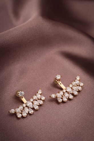 Zircon Taşlı Kulak Altı Gold Renk Abiye Küpe Zircon Taşlı Kulak Altı Gold Renk Abiye Küpe