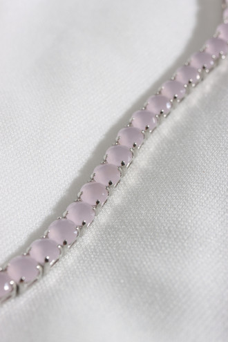 Lila Saydam Taşlı Su Yolu Gümüş Renk Bileklik