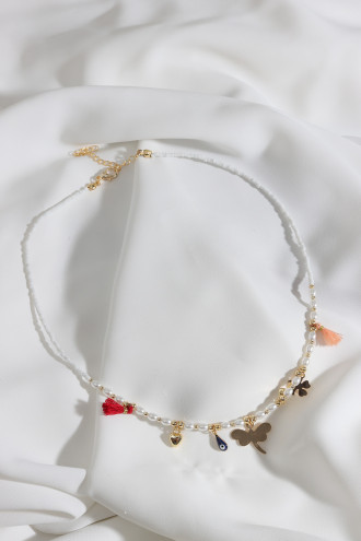 Yusufçuk Uçlu Beyaz Boncuk Kolye Yusufçuk Uçlu Beyaz Boncuk Kolye