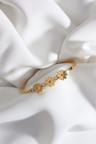 Gold Renk Papatya Çelik Kelepçe Bileklik
