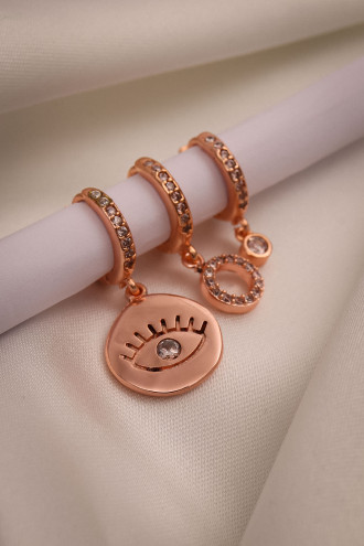 Göz Figür 3'Lü Rose Küpe