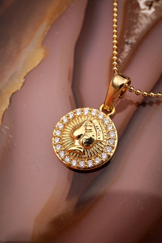 Gold Renk Zircon Taşlı Silüet Kolye