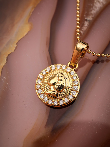 Gold Renk Zircon Taşlı Silüet Kolye