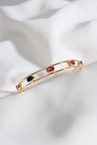 Renkli Zircon Taşlı Gold Renk Bileklik Renkli Zircon Taşlı Gold Renk Bileklik