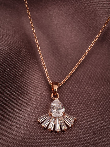 Baget Taşlı Rose Kolye