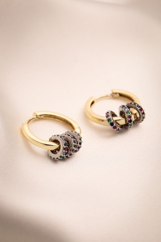 Renkli Taşlı Rondela Halka Küpe