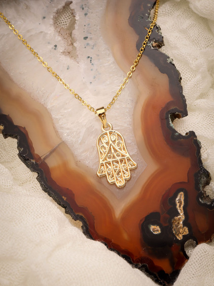 Gold Renk Fatma Ana Eli Kolye