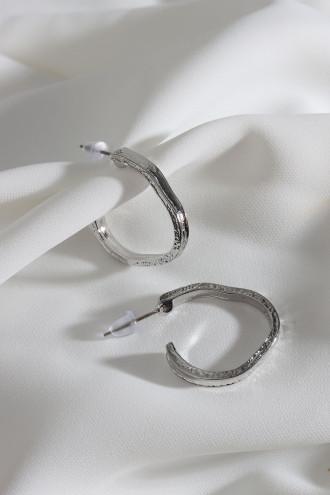 Vintage Gümüş Renk Halka Küpe