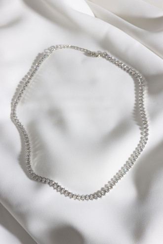 Badem Taşlı Gümüş Renk Su Yolu Vip Kolye