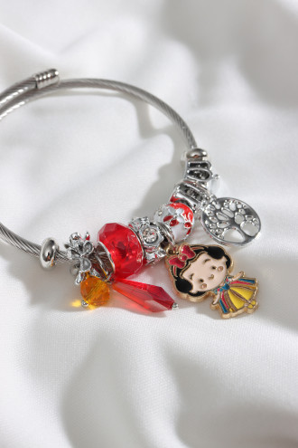 Çelik  Model Renkli Çocuk Figür Gümüş Renk Bileklik