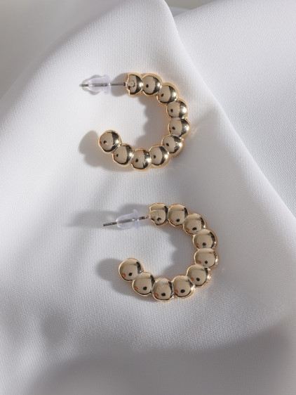 Ezme Halkalı Gold Renk Vintage Küpe