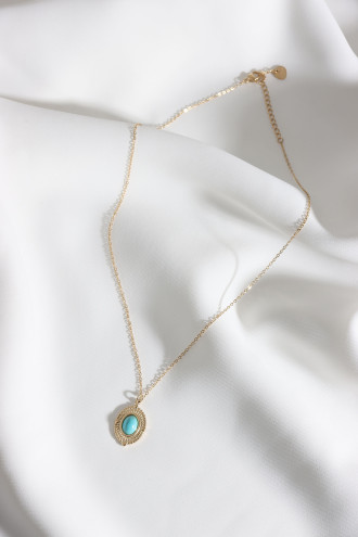 Mercan Taşlı Oval Vintage Çelik Kolye Mercan Taşlı Oval Vintage Çelik Kolye