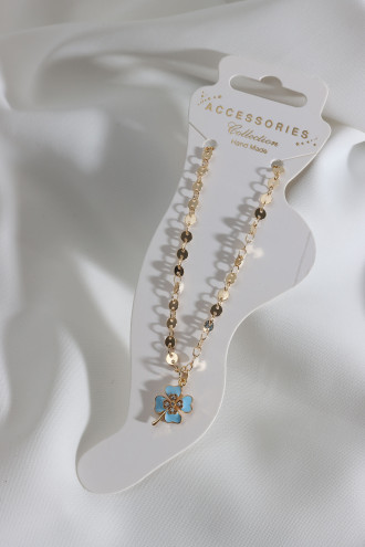 Mavi Mineli Dört Yapraklı Yonca Halhal