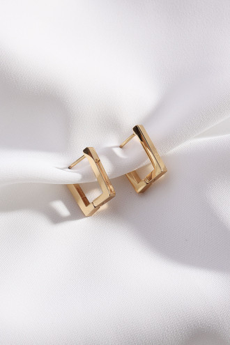 Çelik Dikdörtgen Küçük Boy Gold Renk Halka Küpe