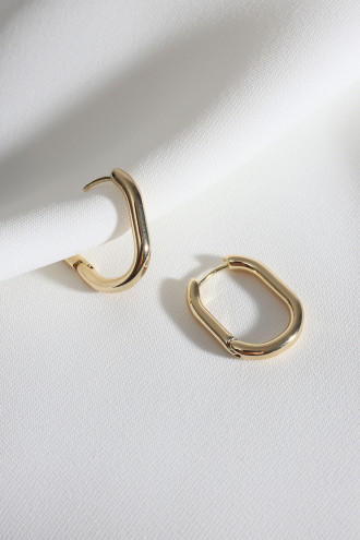 Gold Renk Oval Halka Küpe Gold Renk Oval Halka Küpe