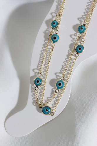 2'Li Zincili Nazar Boncuklu Gold Renk Halhal