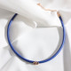 Mavi Yumuşak Deri Gold Renk Zircon Taşlı Choker
