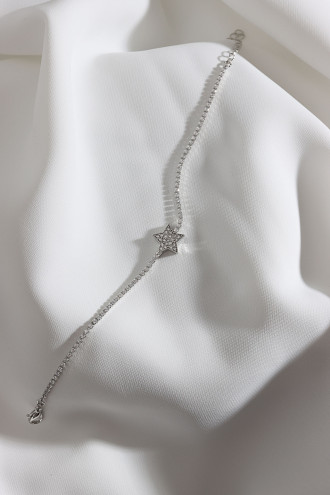 Yıldız Figürlü Zircon Taşlı Gümüş Renk Suyolu Bileklik