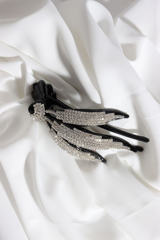 Taşlı Siyah Mandal Toka Toka