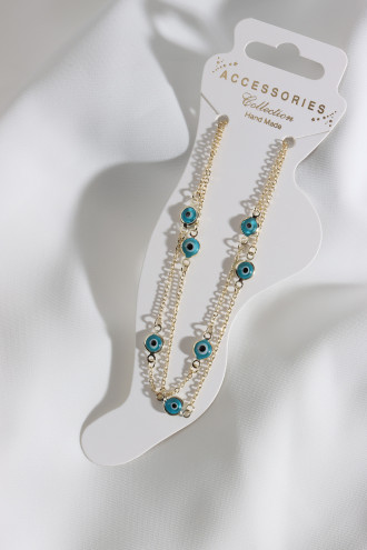 2'Li Zincili Nazar Boncuklu Gold Renk Halhal