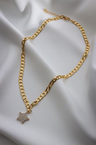 Yıldız Uçlu Gold Renk Zincir Kolye