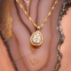 Zircon Taşlı Damla Model Gold Renk Kolye