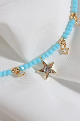 Yıldız Uçlu Mavi Boncuk Kolye
