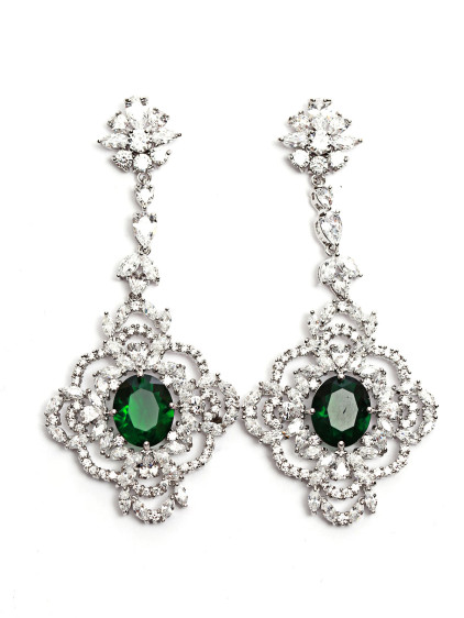 Zümrüt Model Zircon Abiye Küpe Zümrüt Model Zircon Abiye Küpe
