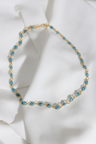 Damla Gözlü Gold Renk Kolye