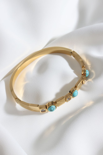 Mercan Taşlı Çelik Kelepçe Bileklik Mercan Taşlı Çelik Kelepçe Bileklik