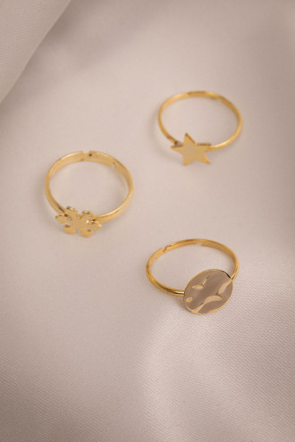 Kar Tanesi 3'Lü Gold Renk Yüzük