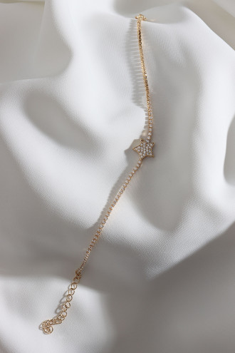 Yıldız Figürlü Zircon Taşlı Gold Renk Suyolu Bileklik