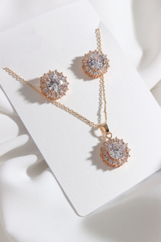 Baget Taşlı Yuvarlak Model Gold Renk Abiye Set Baget Taşlı Yuvarlak Model Gold Renk Abiye Set
