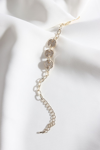 Zircon Taşlı Üç Halkalı Gold Renk Bileklik