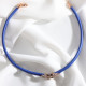 Mavi Yumuşak Deri Gold Renk Zircon Taşlı Choker