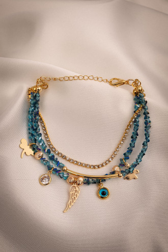 Mavi Kristalli 3'Lü Bileklik