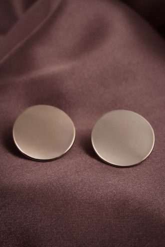 Yuvarlak Gümüş Renk Plaka Küpe