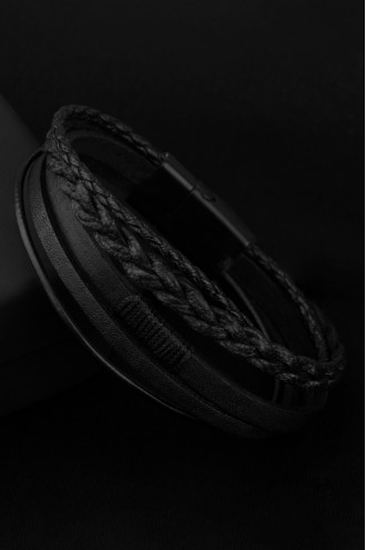 5'Li Siyah Deri Manyetik Toka Örgülü Erkek Bileklik 5'Li Siyah Deri Manyetik Toka Örgülü Erkek Bileklik