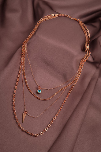 Rose Kaplama 4'Lü Kombin Kolye