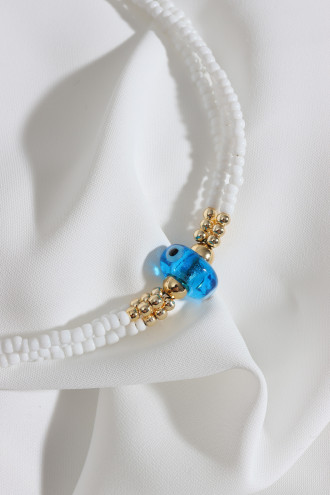 Nazar Boncuklu Beyaz Boncuk Kolye