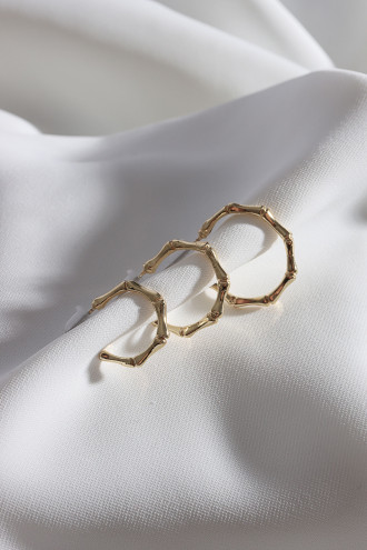 Kadın 3'Lü Gold Renk Halka Küpe Set