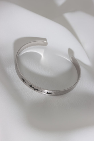 Hope Yazılı Gümüş Renk Kararmaz Vip Bileklik